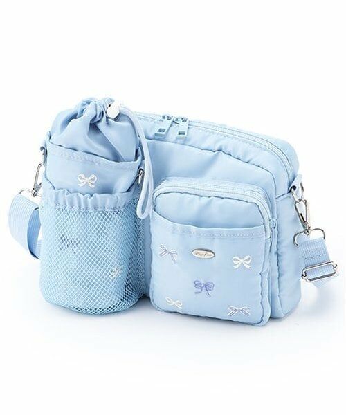 mezzo piano junior / メゾピアノジュニア ショルダーバッグ | リボン柄ペットボトルホルダーつきショルダーバッグ（ライト ブルー）