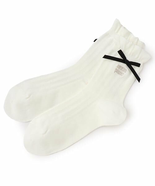 mezzo piano junior / メゾピアノジュニア ソックス | フリルリボンソックス（オフ ホワイト）