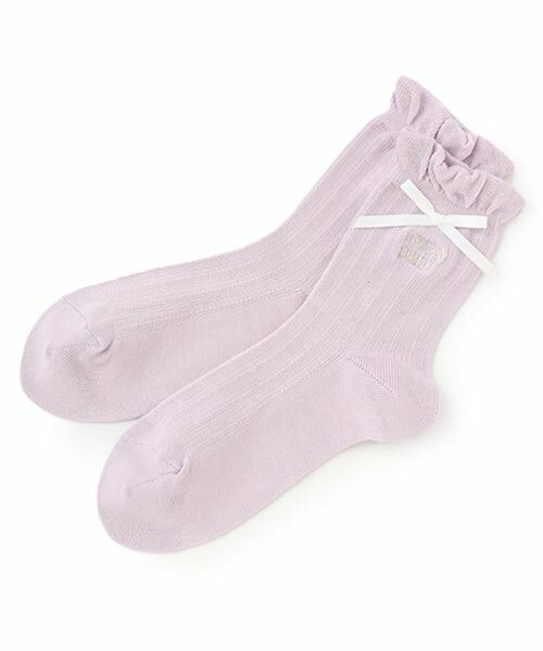 mezzo piano junior / メゾピアノジュニア ソックス | フリルリボンソックス（ラベンダー）