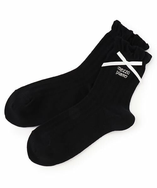 mezzo piano junior / メゾピアノジュニア ソックス | フリルリボンソックス（黒）