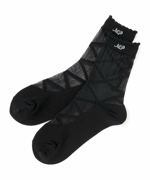 mezzo piano junior / メゾピアノジュニア ソックス | 【ニコ☆プチ掲載】シアーレースアップソックス（黒）