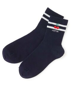 mezzo piano junior / メゾピアノジュニア ソックス | 【ニコ☆プチ掲載】ライン&チェリー刺しゅうソックス