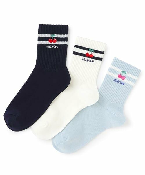 mezzo piano junior / メゾピアノジュニア ソックス | 【ニコ☆プチ掲載】ライン&チェリー刺しゅうソックス | 詳細4