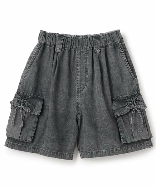 mezzo piano junior / メゾピアノジュニア ショート・ハーフ・半端丈パンツ | 【水陸両用】クシュっとリボンショートパンツ（ライト グレー）