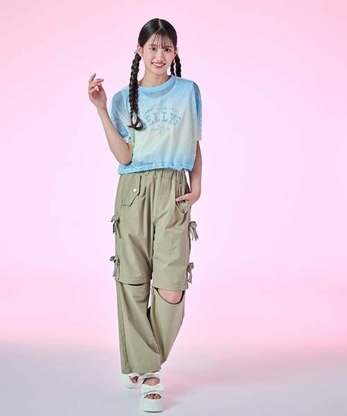 mezzo piano junior / メゾピアノジュニア その他パンツ | 【吸水速乾】ロゴリボン 2WAYパラシュートパンツ | 詳細24