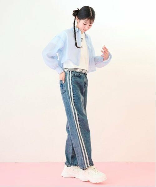 mezzo piano junior / メゾピアノジュニア その他パンツ | 細見えバレルレッグデニムパンツ（アソートデザイン） | 詳細13