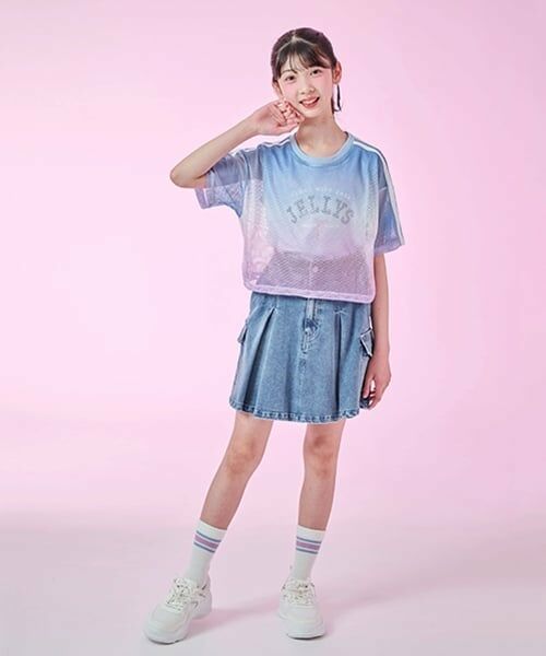 mezzo piano junior / メゾピアノジュニア ショート・ハーフ・半端丈パンツ | デニムカーゴスカート（スパッツつき） | 詳細15