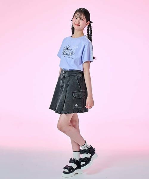 mezzo piano junior / メゾピアノジュニア ショート・ハーフ・半端丈パンツ | デニムカーゴスカート（スパッツつき） | 詳細19