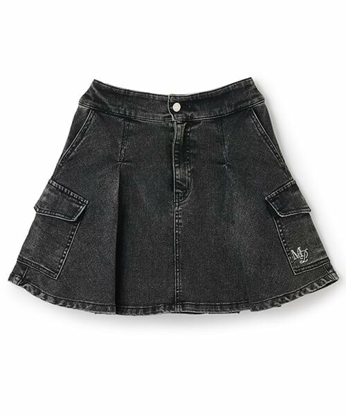 mezzo piano junior / メゾピアノジュニア ショート・ハーフ・半端丈パンツ | デニムカーゴスカート（スパッツつき）（黒）
