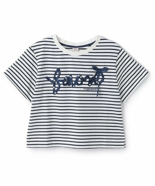 mezzo piano junior / メゾピアノジュニア Tシャツ | 【ニコ☆プチ・Cuugal掲載】【接触冷感】リボンロゴTシャツ（オフ ホワイト）