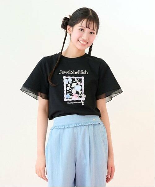 mezzo piano junior / メゾピアノジュニア Tシャツ | 【ニコ☆プチ掲載】【接触冷感】Jewel Shellfish Tシャツ（黒）