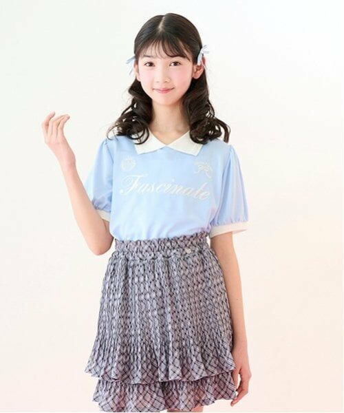 mezzo piano junior / メゾピアノジュニア Tシャツ | 【UVカット・接触冷感】衿つきトップス（サックス）