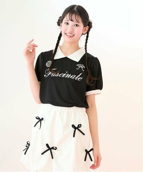 mezzo piano junior / メゾピアノジュニア Tシャツ | 【UVカット・接触冷感】衿つきトップス（黒）