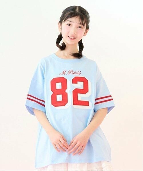 mezzo piano junior / メゾピアノジュニア Tシャツ | ナンバリングTシャツ（ブルー）