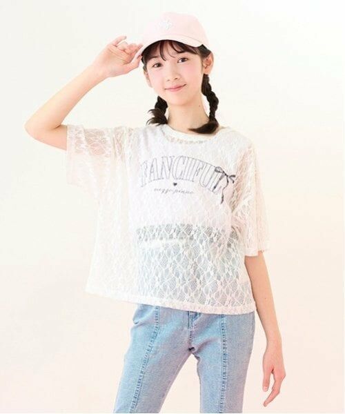 mezzo piano junior / メゾピアノジュニア Tシャツ | レーストップス＆タンクトップセット（白）