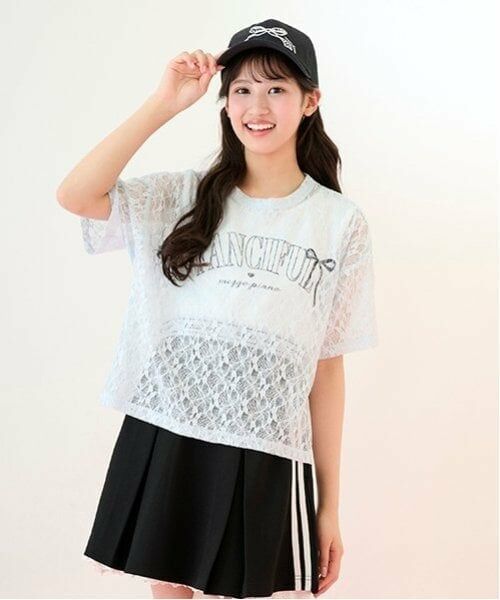 mezzo piano junior / メゾピアノジュニア Tシャツ | レーストップス＆タンクトップセット（ライト ブルー）