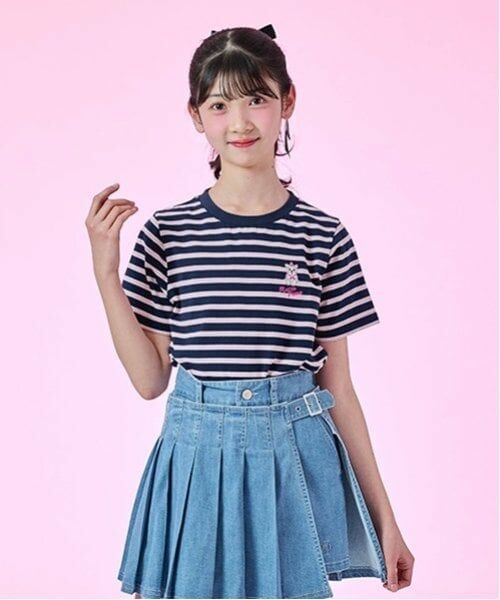 mezzo piano junior / メゾピアノジュニア Tシャツ | 【Cuugal掲載】ワンポイント刺しゅうボーダーTシャツ | 詳細14