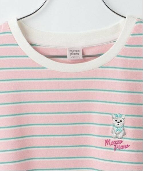 mezzo piano junior / メゾピアノジュニア Tシャツ | 【Cuugal掲載】ワンポイント刺しゅうボーダーTシャツ | 詳細2