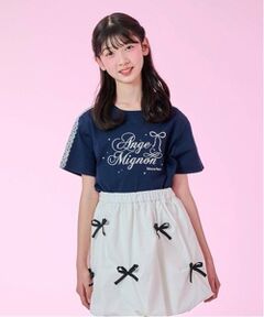 mezzo piano junior / メゾピアノジュニア Tシャツ | 【接触冷感】袖レースラインTシャツ