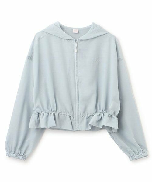 mezzo piano junior / メゾピアノジュニア パーカー | 【接触冷感・UVカット】シアーショートパーカ（ライト ブルー）