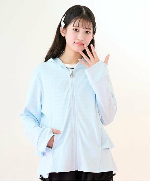 mezzo piano junior / メゾピアノジュニア 水着・スイムグッズ | 【接触冷感・UVカット・耐塩素】フリルラッシュガード（ライト ブルー）