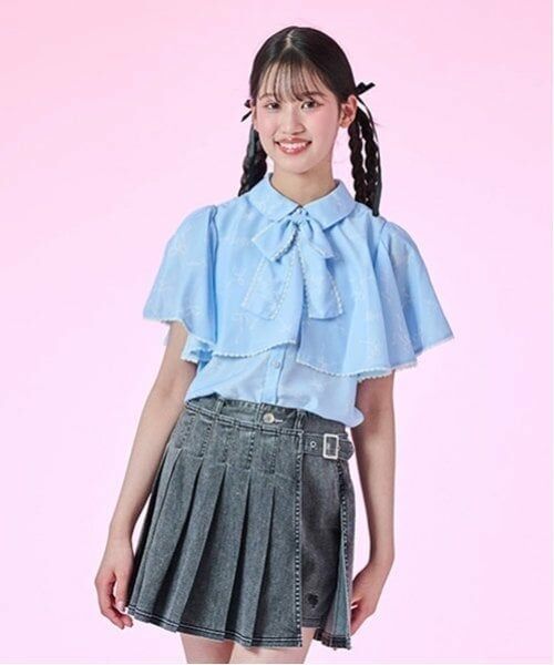 mezzo piano junior / メゾピアノジュニア シャツ・ブラウス | ケープフリルブラウス（ライト ブルー）