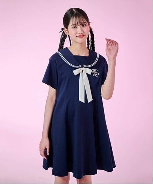 mezzo piano junior / メゾピアノジュニア ミニ丈・ひざ丈ワンピース | 【接触冷感】リボンつきセーラーワンピース | 詳細17