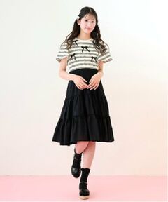 mezzo piano junior / メゾピアノジュニア ミニ丈・ひざ丈ワンピース | リボン＆ティアードドッキングワンピース