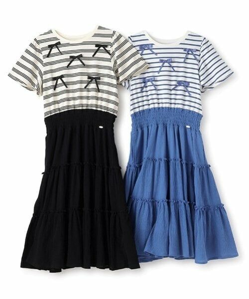 mezzo piano junior / メゾピアノジュニア ミニ丈・ひざ丈ワンピース | リボン＆ティアードドッキングワンピース | 詳細8