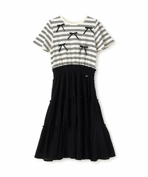 mezzo piano junior / メゾピアノジュニア ミニ丈・ひざ丈ワンピース | リボン＆ティアードドッキングワンピース | 詳細9