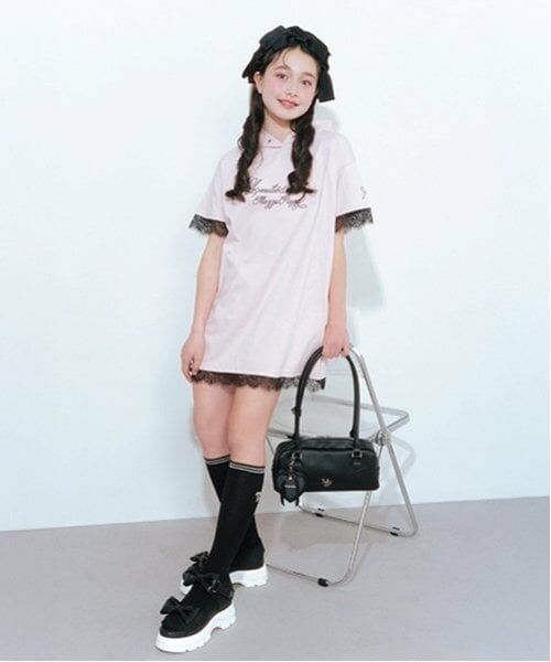 mezzo piano junior / メゾピアノジュニア ミニ丈・ひざ丈ワンピース | 【ニコ☆プチ掲載】【接触冷感】レーストリミングパーカミニワンピース | 詳細1