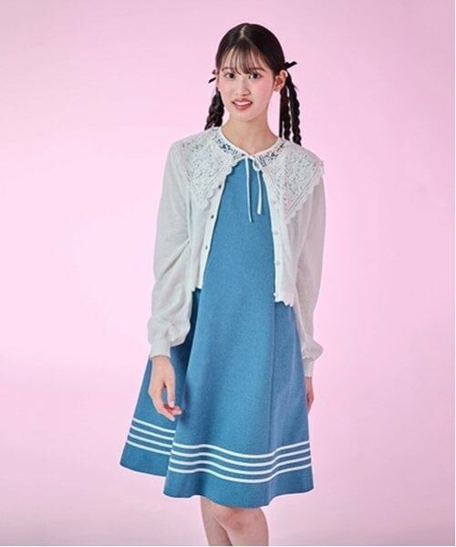 mezzo piano junior / メゾピアノジュニア ミニ丈・ひざ丈ワンピース | 【ニコ☆プチ掲載】レース衿つきマリンワンピース | 詳細17