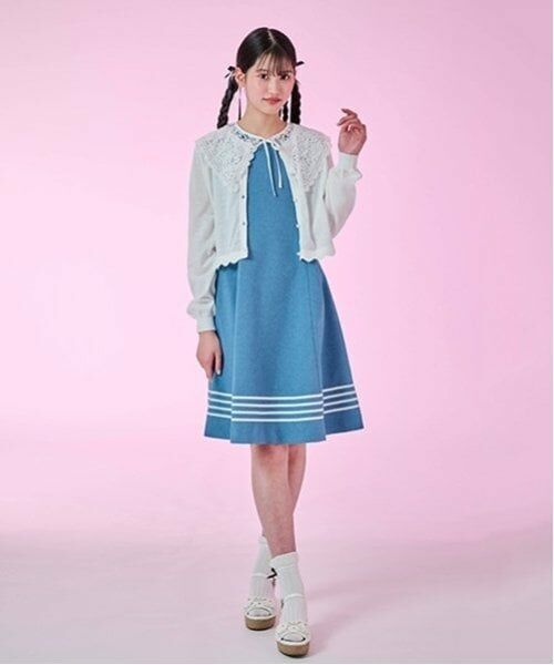 mezzo piano junior / メゾピアノジュニア ミニ丈・ひざ丈ワンピース | 【ニコ☆プチ掲載】レース衿つきマリンワンピース | 詳細19