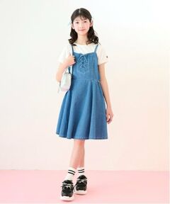 mezzo piano junior / メゾピアノジュニア ミニ丈・ひざ丈ワンピース | 【接触冷感】サイドスリットレースアップジャンスカセット