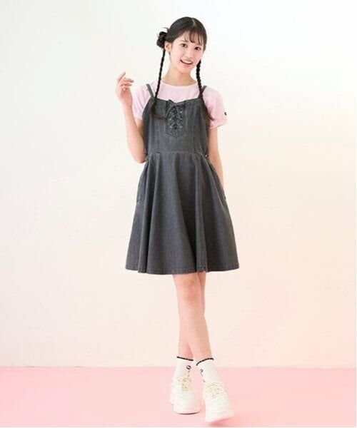 mezzo piano junior / メゾピアノジュニア ミニ丈・ひざ丈ワンピース | 【接触冷感】サイドスリットレースアップジャンスカセット | 詳細17