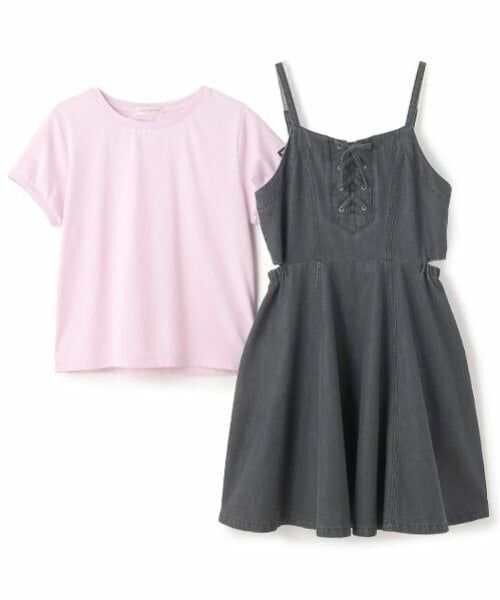 mezzo piano junior / メゾピアノジュニア ミニ丈・ひざ丈ワンピース | 【接触冷感】サイドスリットレースアップジャンスカセット | 詳細2