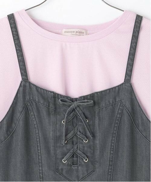 mezzo piano junior / メゾピアノジュニア ミニ丈・ひざ丈ワンピース | 【接触冷感】サイドスリットレースアップジャンスカセット | 詳細3