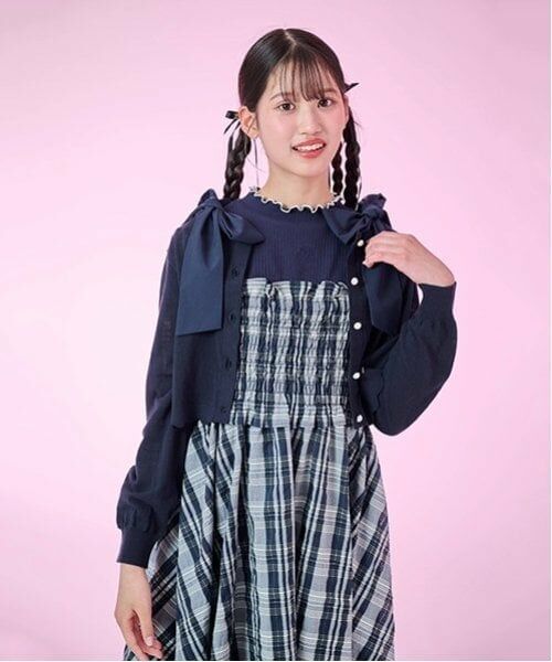 mezzo piano junior / メゾピアノジュニア ミニ丈・ひざ丈ワンピース | 【ニコ☆プチ掲載】ショルダーリボンジャンスカ＆メローインナーセット | 詳細19