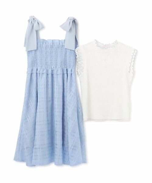 mezzo piano junior / メゾピアノジュニア ミニ丈・ひざ丈ワンピース | 【ニコ☆プチ掲載】ショルダーリボンジャンスカ＆メローインナーセット | 詳細2