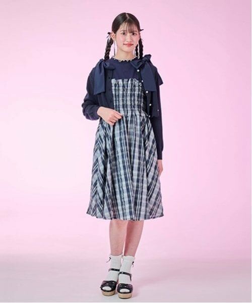 mezzo piano junior / メゾピアノジュニア ミニ丈・ひざ丈ワンピース | 【ニコ☆プチ掲載】ショルダーリボンジャンスカ＆メローインナーセット | 詳細20
