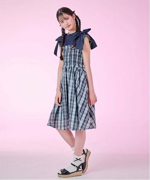 mezzo piano junior / メゾピアノジュニア ミニ丈・ひざ丈ワンピース | 【ニコ☆プチ掲載】ショルダーリボンジャンスカ＆メローインナーセット | 詳細21