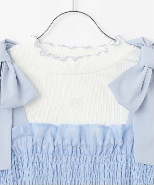 mezzo piano junior / メゾピアノジュニア ミニ丈・ひざ丈ワンピース | 【ニコ☆プチ掲載】ショルダーリボンジャンスカ＆メローインナーセット | 詳細3