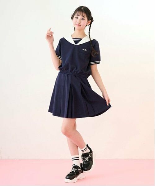 mezzo piano junior / メゾピアノジュニア Tシャツ | 【ニコ☆プチ・Cuugal掲載】セーラーセットアップ（紺）