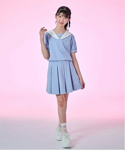 mezzo piano junior / メゾピアノジュニア Tシャツ | 【ニコ☆プチ・Cuugal掲載】セーラーセットアップ（サックス）