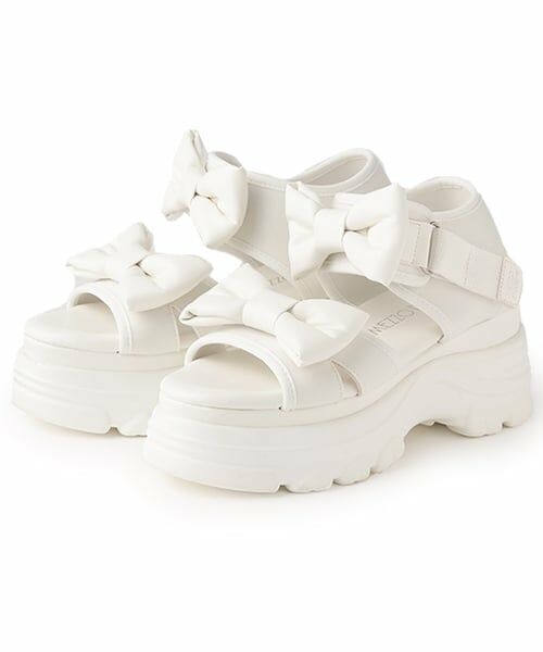 mezzo piano junior / メゾピアノジュニア サンダル | ダブルリボンスポサン(白)