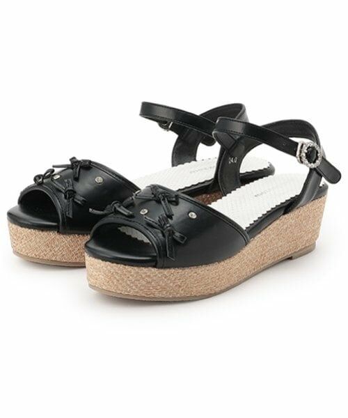 mezzo piano junior / メゾピアノジュニア サンダル | プチりぼんサンダル(黒)