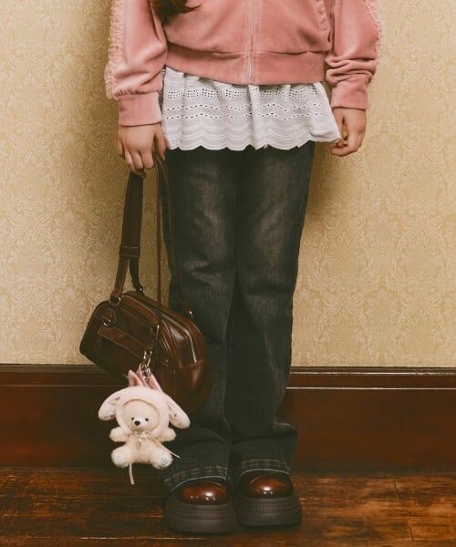 mezzo piano junior / メゾピアノジュニア その他パンツ | ハイウエスト美脚フレアデニム（黒）