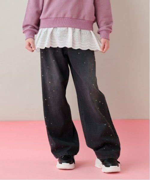 mezzo piano junior / メゾピアノジュニア その他パンツ | ウエスト細見えアソートデザインデニムパンツ（黒）