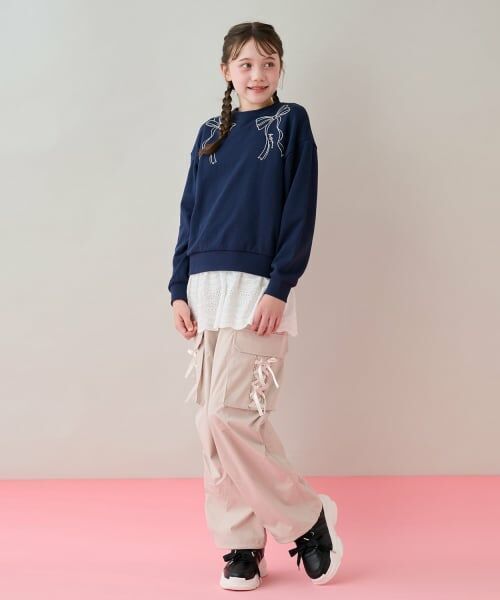 mezzo piano junior / メゾピアノジュニア その他パンツ | 【吸水速乾】レースアップリボンポケットカーゴパンツ | 詳細11