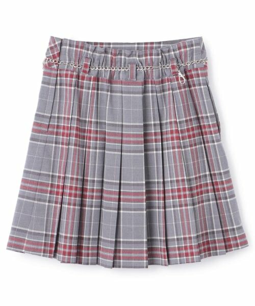 mezzo piano junior / メゾピアノジュニア ミニ・ひざ丈スカート | チェーンベルトつきチェックプリーツスカート（スパッツつき） | 詳細1